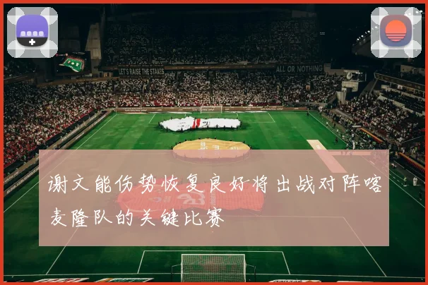 谢文能伤势恢复良好将出战对阵喀麦隆队的关键比赛